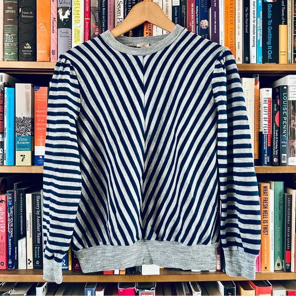 Sears Sweaters - Sears Stranger Things Nancy Vibe Vintage 1980s Navy Gray Striped  Sweater sz L M